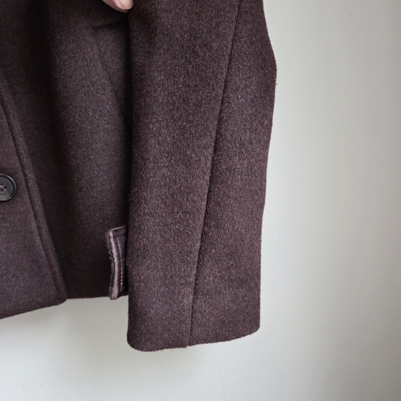 Abercrombie & Fitch EUC Dark Coffee Cropped Wool-Blend Coat XXS - Picture 11 of 16